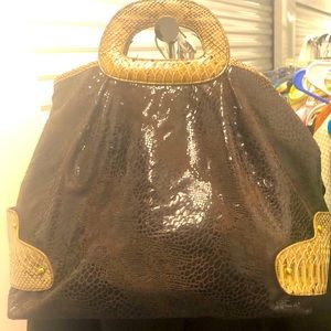 Large snake print handbag